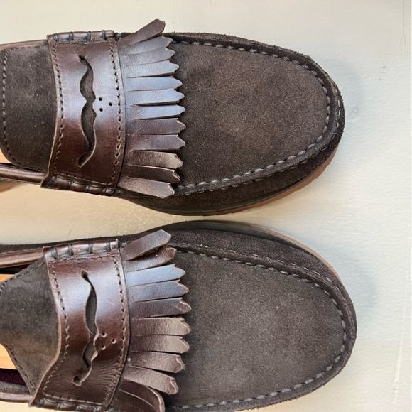 Ted Baker London Brown Suede Loafer Shoes Leather Fringe Men’s Size EU 42 US 9 - Picture 1 of 15